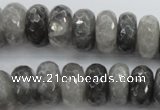 CCQ285 15.5 inches 8*16mm faceted rondelle cloudy quartz beads