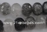 CCQ286 15.5 inches 12*16mm faceted rondelle cloudy quartz beads