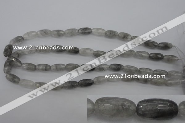 CCQ291 15.5 inches 8*16mm faceted rice cloudy quartz beads