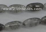 CCQ292 15.5 inches 10*20mm faceted rice cloudy quartz beads