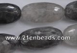 CCQ294 15.5 inches 15*30mm faceted rice cloudy quartz beads