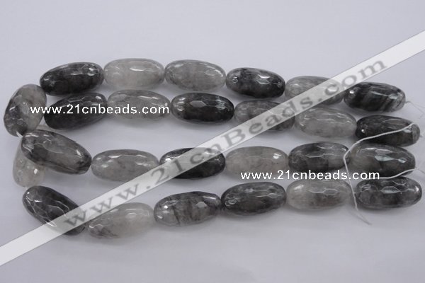 CCQ294 15.5 inches 15*30mm faceted rice cloudy quartz beads