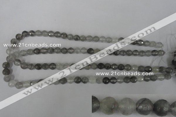 CCQ312 15.5 inches 8mm faceted round cloudy quartz beads wholesale