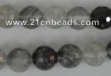 CCQ314 15.5 inches 12mm faceted round cloudy quartz beads wholesale