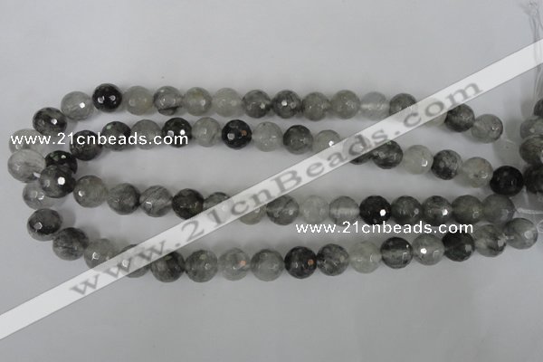 CCQ314 15.5 inches 12mm faceted round cloudy quartz beads wholesale