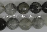 CCQ315 15.5 inches 14mm faceted round cloudy quartz beads wholesale