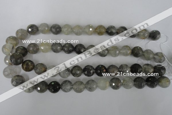 CCQ315 15.5 inches 14mm faceted round cloudy quartz beads wholesale