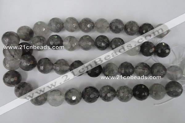 CCQ317 15.5 inches 18mm faceted round cloudy quartz beads wholesale