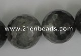 CCQ319 15.5 inches 22mm faceted round cloudy quartz beads wholesale