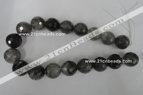 CCQ319 15.5 inches 22mm faceted round cloudy quartz beads wholesale