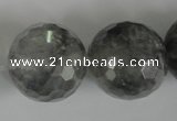 CCQ320 15.5 inches 25mm faceted round cloudy quartz beads wholesale