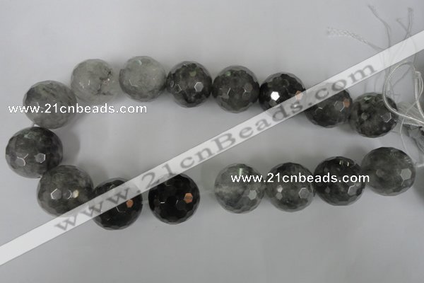 CCQ320 15.5 inches 25mm faceted round cloudy quartz beads wholesale