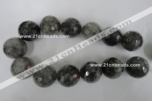 CCQ321 15.5 inches 30mm faceted round cloudy quartz beads wholesale