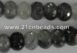 CCQ333 15.5 inches 10*14mm faceted rondelle cloudy quartz beads