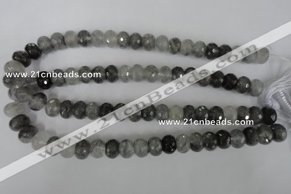 CCQ333 15.5 inches 10*14mm faceted rondelle cloudy quartz beads