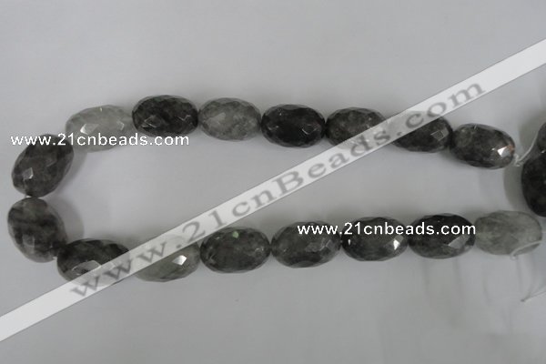 CCQ352 15.5 inches 18*25mm faceted rice cloudy quartz beads wholesale