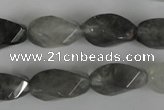 CCQ358 15.5 inches 10*20mm twisted rice cloudy quartz beads wholesale