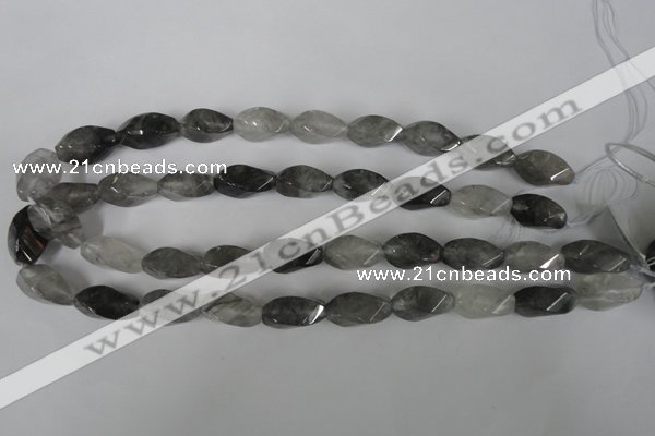 CCQ358 15.5 inches 10*20mm twisted rice cloudy quartz beads wholesale