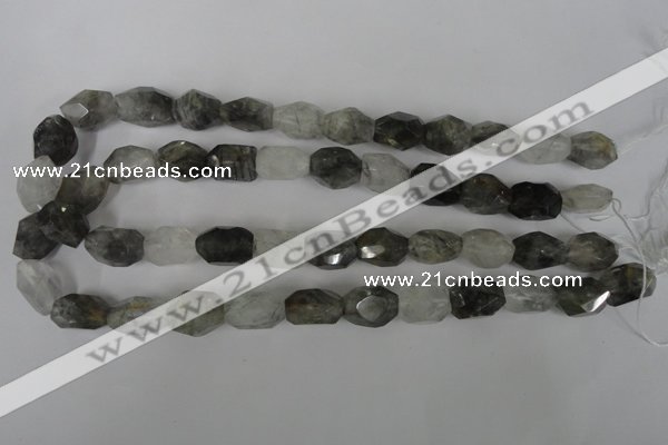 CCQ365 15.5 inches 12*16mm faceted nuggets cloudy quartz beads wholesale