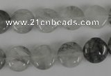 CCQ370 15.5 inches 12mm flat round cloudy quartz beads wholesale