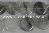 CCQ372 15.5 inches 16mm flat round cloudy quartz beads wholesale