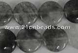 CCQ373 15.5 inches 18mm flat round cloudy quartz beads wholesale