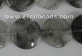 CCQ374 15.5 inches 20mm flat round cloudy quartz beads wholesale