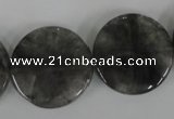 CCQ376 15.5 inches 25mm flat round cloudy quartz beads wholesale