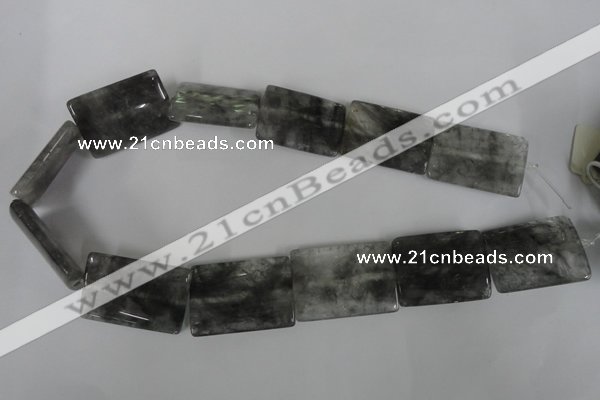 CCQ442 15.5 inches 25*35mm flat tube cloudy quartz beads wholesale