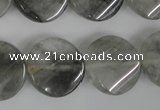 CCQ450 15.5 inches 20mm twisted coin cloudy quartz beads wholesale