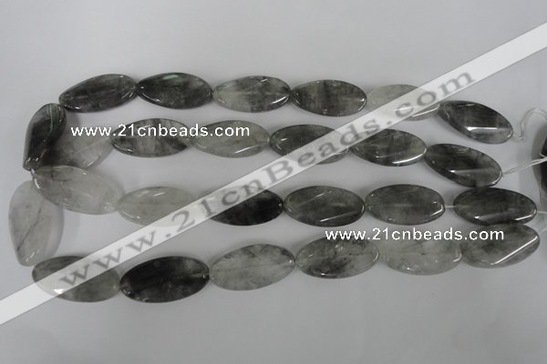 CCQ456 15.5 inches 15*30mm twisted oval cloudy quartz beads wholesale