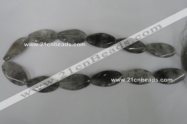 CCQ458 15.5 inches 18*35mm twisted oval cloudy quartz beads wholesale