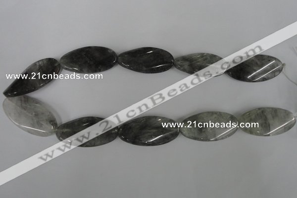 CCQ460 15.5 inches 20*40mm twisted oval cloudy quartz beads wholesale