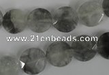 CCQ464 15.5 inches 12mm faceted coin cloudy quartz beads wholesale