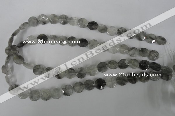 CCQ464 15.5 inches 12mm faceted coin cloudy quartz beads wholesale