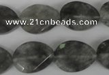 CCQ471 15*20mm twisted & faceted flat teardrop cloudy quartz beads