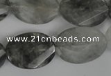 CCQ480 15.5 inches 18*25mm twisted & faceted oval cloudy quartz beads