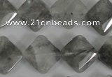 CCQ485 15.5 inches 15*15mm faceted diamond cloudy quartz beads