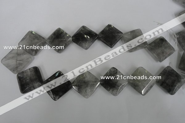 CCQ488 15.5 inches 25*25mm faceted diamond cloudy quartz beads