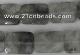 CCQ494 15*20mm twisted & faceted rectangle cloudy quartz beads