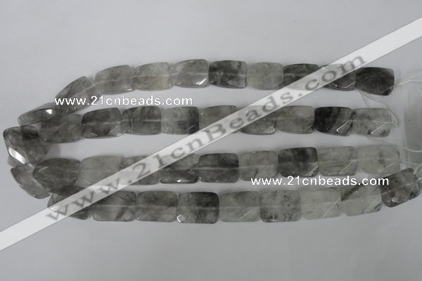 CCQ494 15*20mm twisted & faceted rectangle cloudy quartz beads