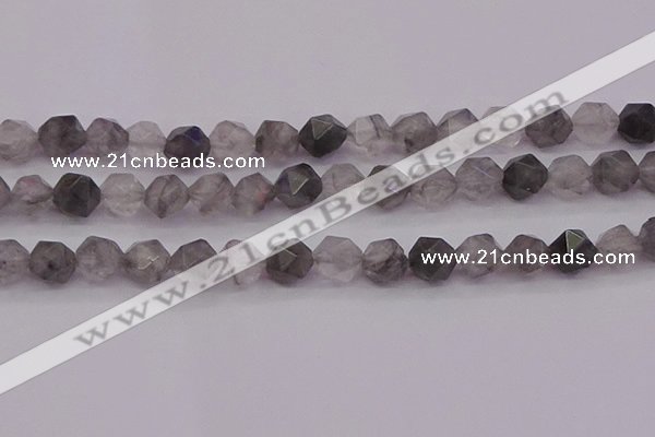 CCQ574 15.5 inches 12mm faceted nuggets cloudy quartz beads