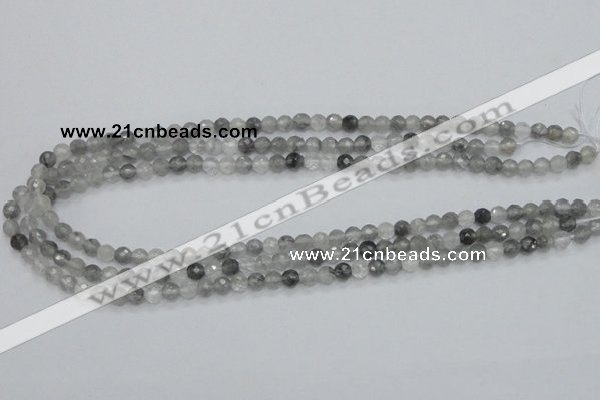 CCQ58 15.5 inches 6mm faceted round cloudy quartz beads wholesale