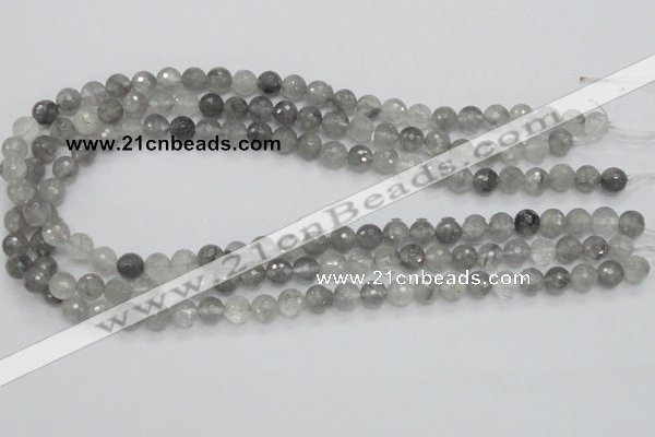 CCQ59 15.5 inches 8mm faceted round cloudy quartz beads wholesale