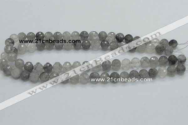 CCQ60 15.5 inches 10mm faceted round cloudy quartz beads wholesale