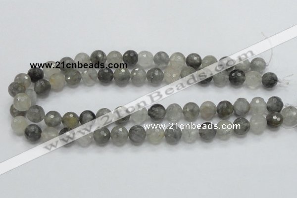 CCQ61 15.5 inches 12mm faceted round cloudy quartz beads wholesale