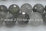 CCQ62 15.5 inches 14mm faceted round cloudy quartz beads wholesale