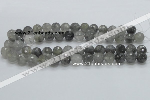 CCQ62 15.5 inches 14mm faceted round cloudy quartz beads wholesale