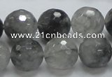 CCQ63 15.5 inches 16mm faceted round cloudy quartz beads wholesale