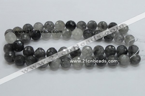 CCQ63 15.5 inches 16mm faceted round cloudy quartz beads wholesale